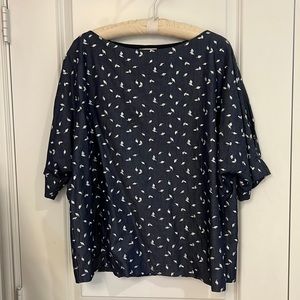 Ann Mashburn Blue top with Silver Embroidery